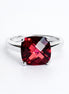 Anillo De Plata .925 Solitario Con Topacio Místico Rojo Cushion