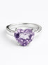 Anillo De Plata 925 Con Amatista Corazón