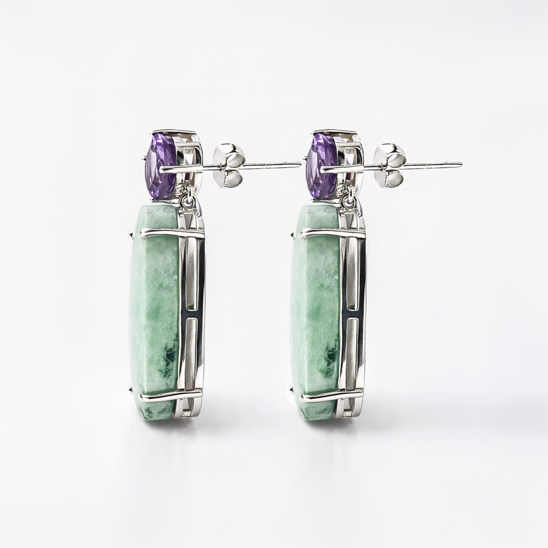 Aretes Plata .925 Con Amatista y Turquesa Crisocola