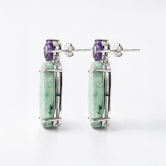 Aretes Plata .925 Con Amatista y Turquesa Crisocola