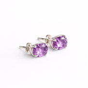Broqueles Plata .925 Con Amatista Corte Oval