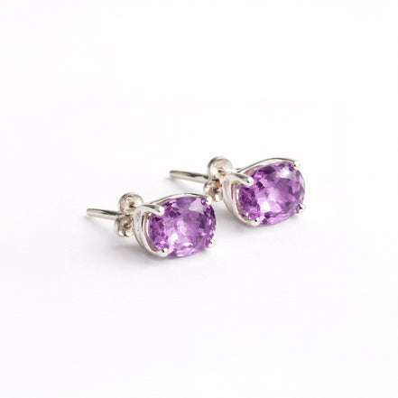 Broqueles Plata .925 Con Amatista Corte Oval