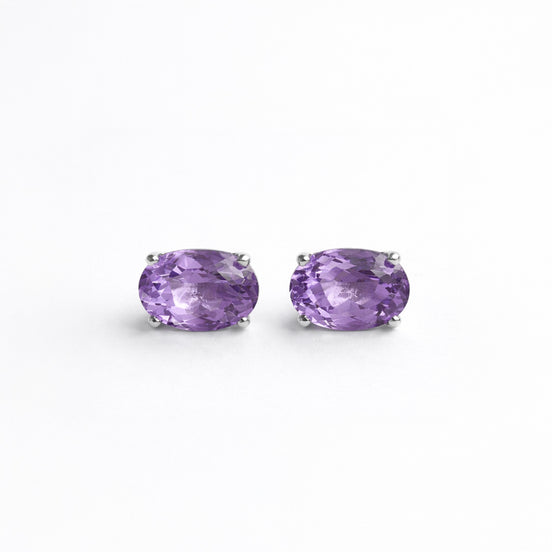 Broqueles Plata 925 Con Amatista Corte Oval