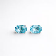 Broqueles Plata .925 Con Topacio Azul Corte Oval