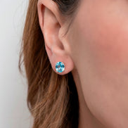 Broqueles Plata .925 Con Topacio Azul Corte Oval