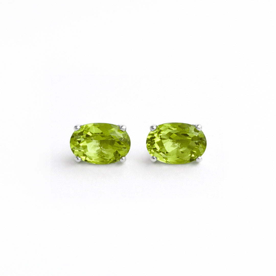Broqueles Plata .925 Con Peridoto Corte Oval