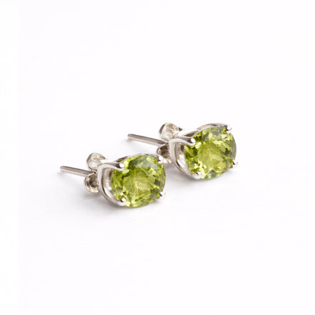 Broqueles Plata .925 Con Peridoto Corte Oval
