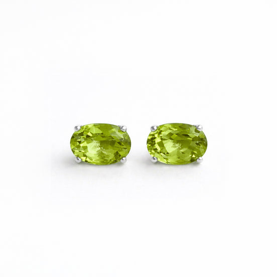 Broqueles Plata 925 Con Peridoto Corte Oval
