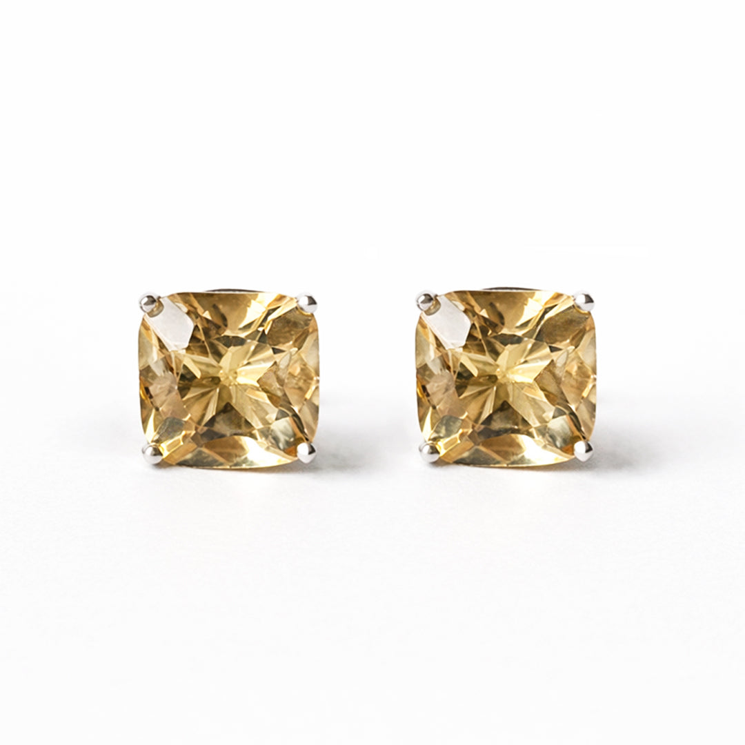 Broqueles Plata .925 Con Citrino Corte Cushion
