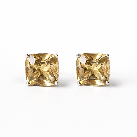 Broqueles Plata .925 Con Citrino Corte Cushion