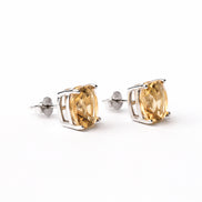 Broqueles Plata .925 Con Citrino Corte Cushion