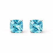 Broqueles Plata .925 Con Topacio Azul Corte Cushion