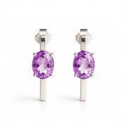 Arracadas Oval Plata .925 Con Amatista