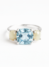 Anillo De Plata .925 Triada Con Topacio Azul Y Ópalos Etíopes